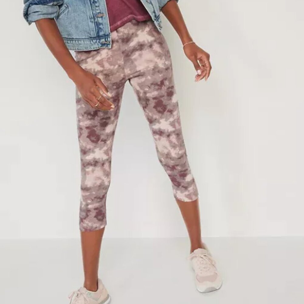 NWT Old Navy High-Rise Cropped Jersey Leggings Mustique Mauve Women XL